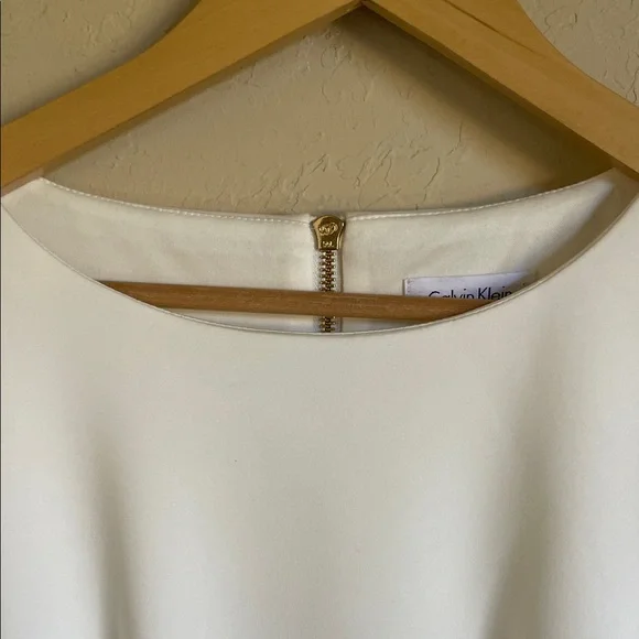 New! Calvin Klein Women's 4 Scuba Fit & Flare A Line Sleeveless White Dress - Picture 4 of 10